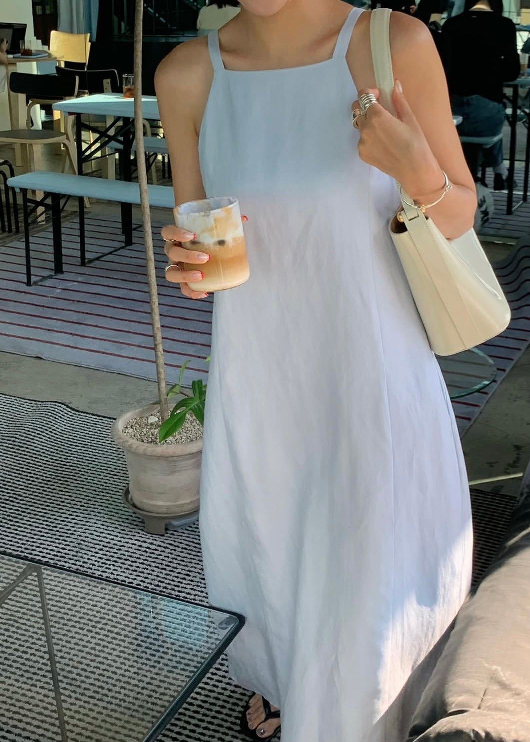 Halter neck flare dress