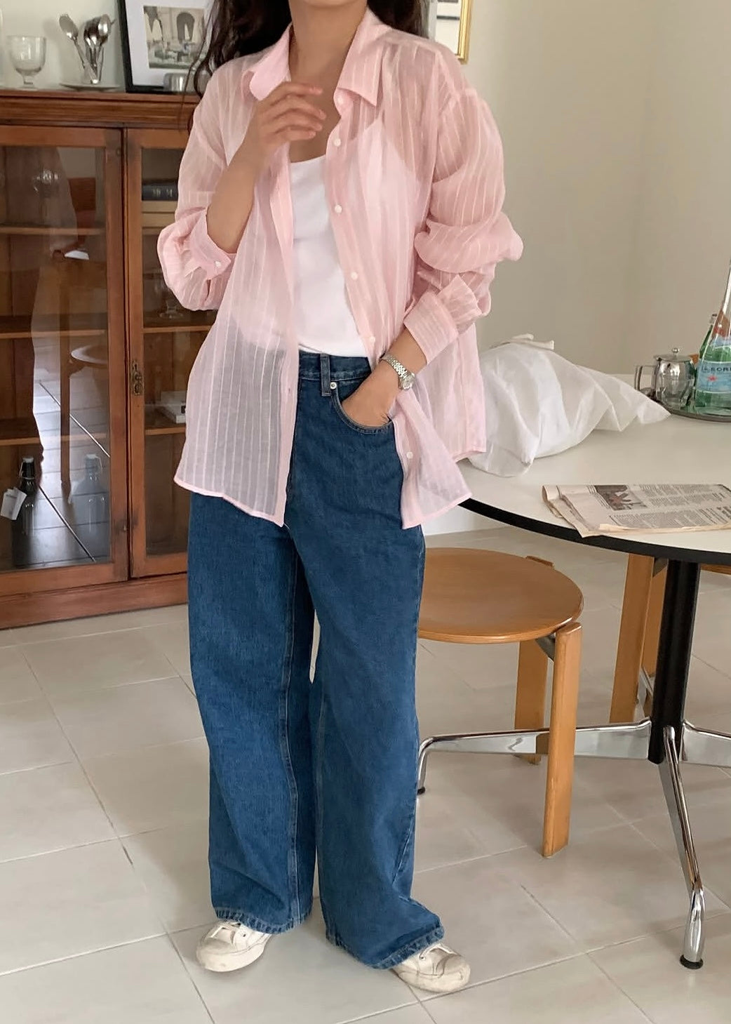 See through stripes shirt
