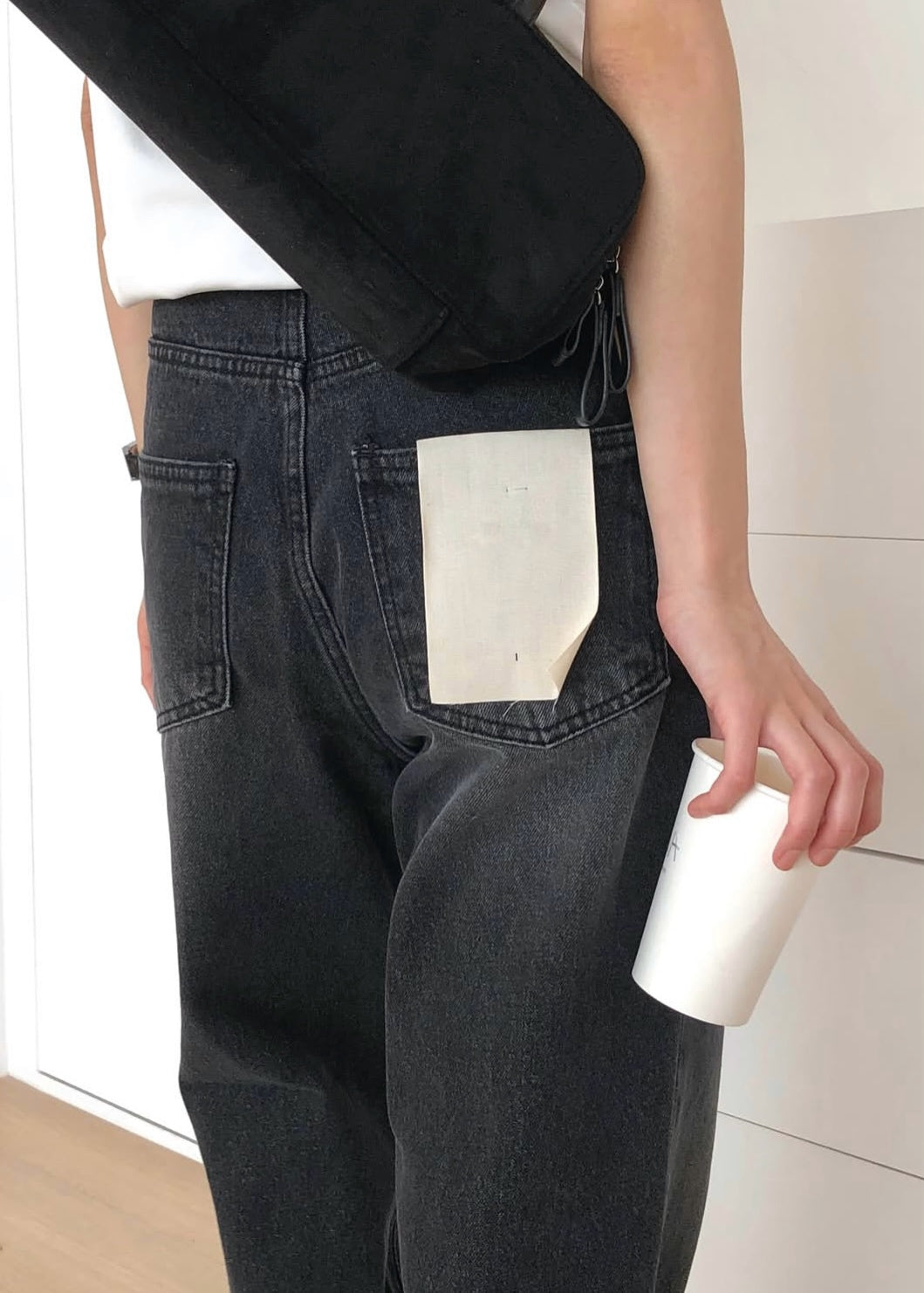 Dark washed straight jeans