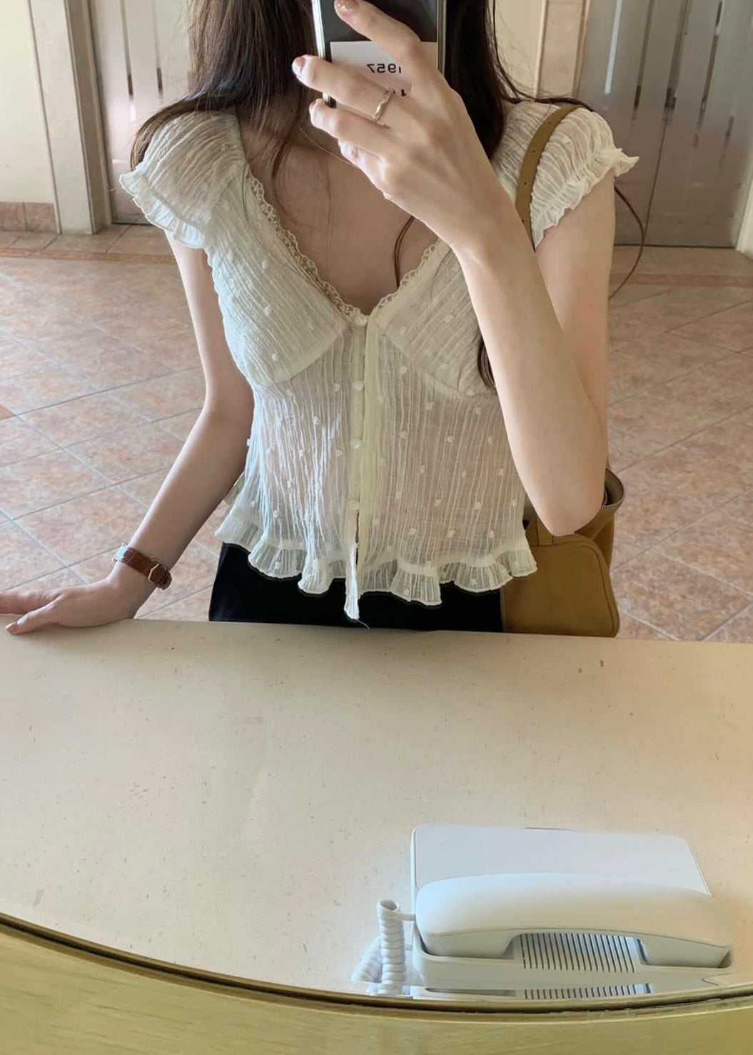 Crepe chiffon open blouse
