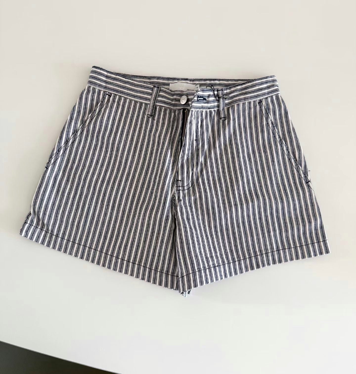 Stripes denim shorts