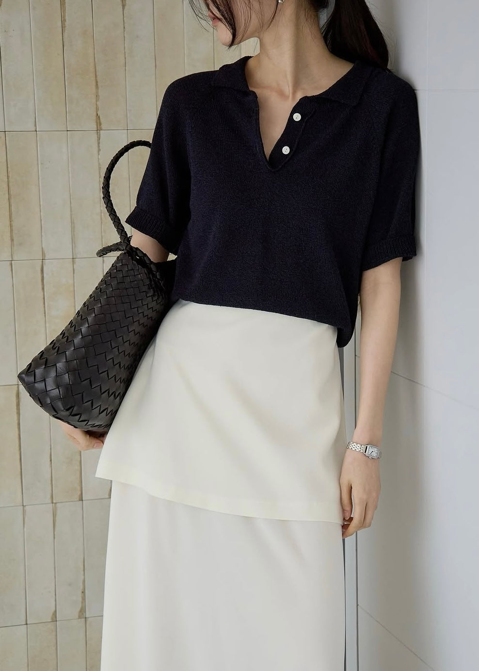 Apron silky skirt