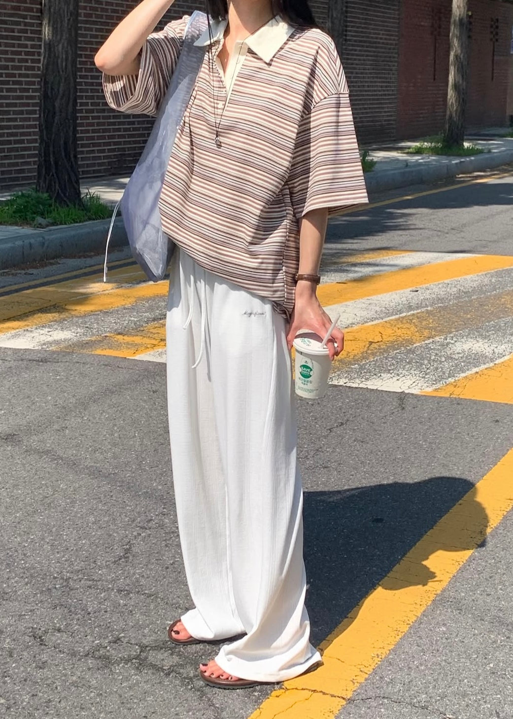 Oversized multi stripes polo