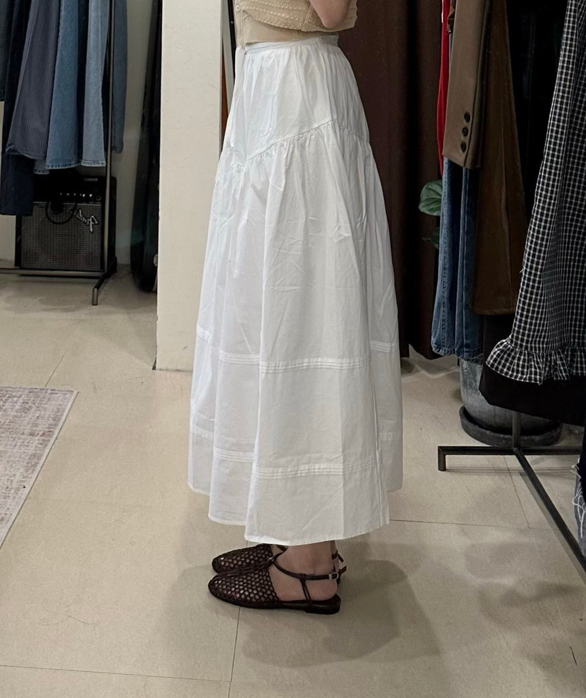 Lace up pleats skirt
