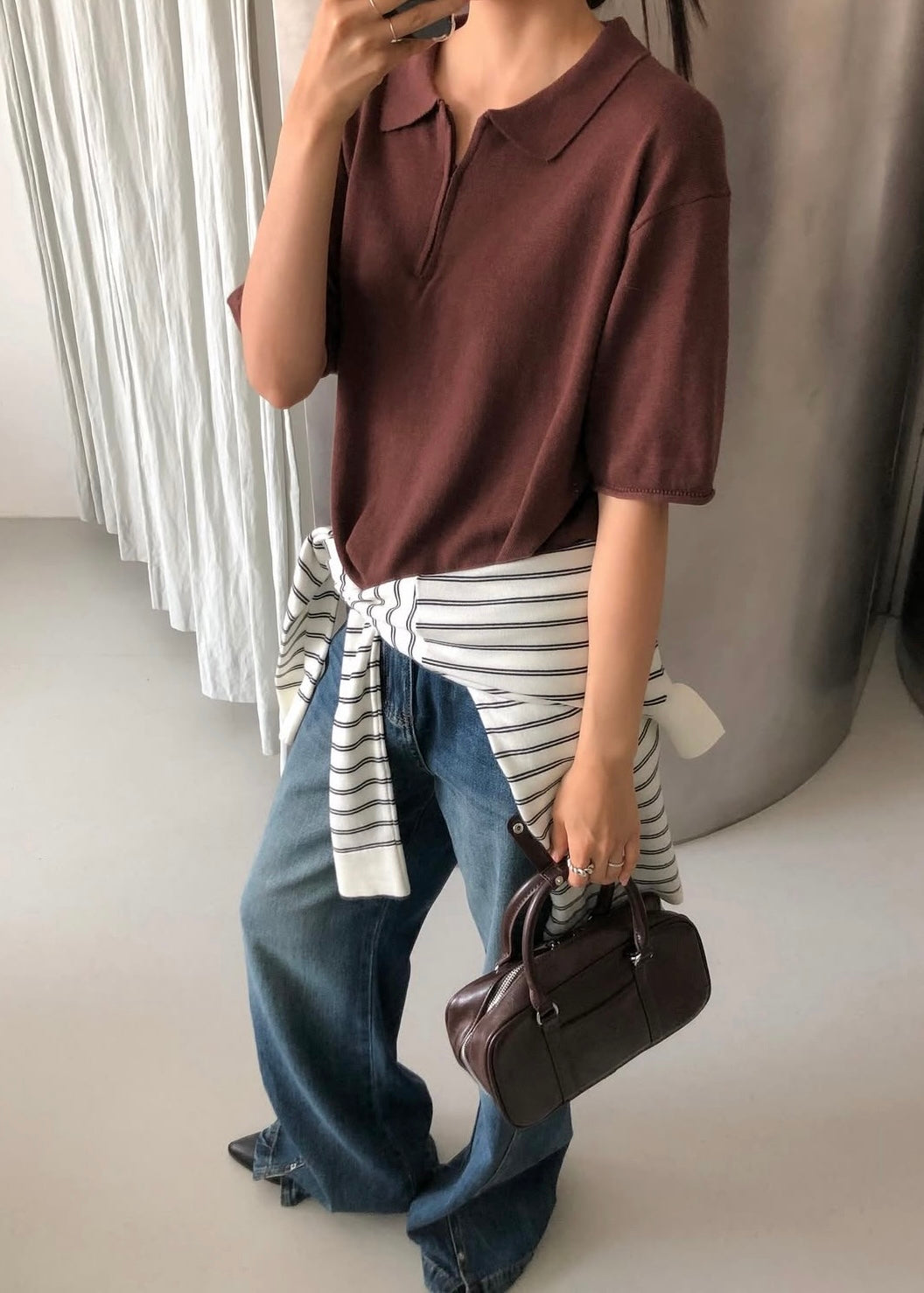 Oil wash vented jeans