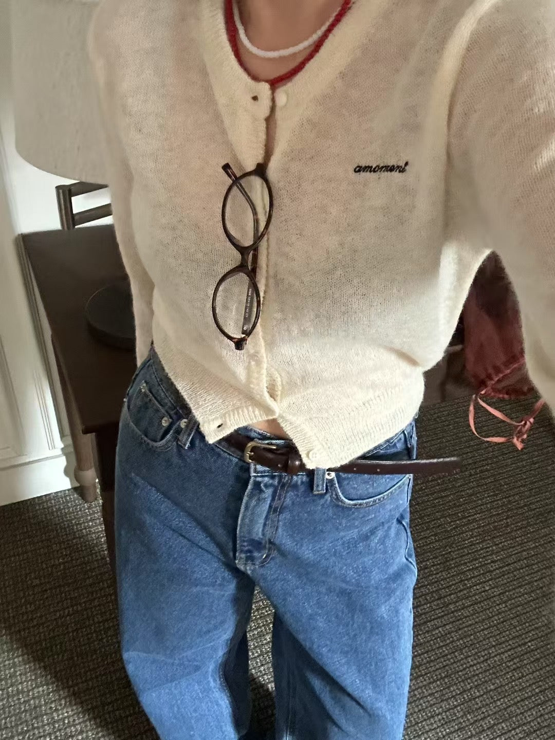 Alpaca Short cut cardigan
