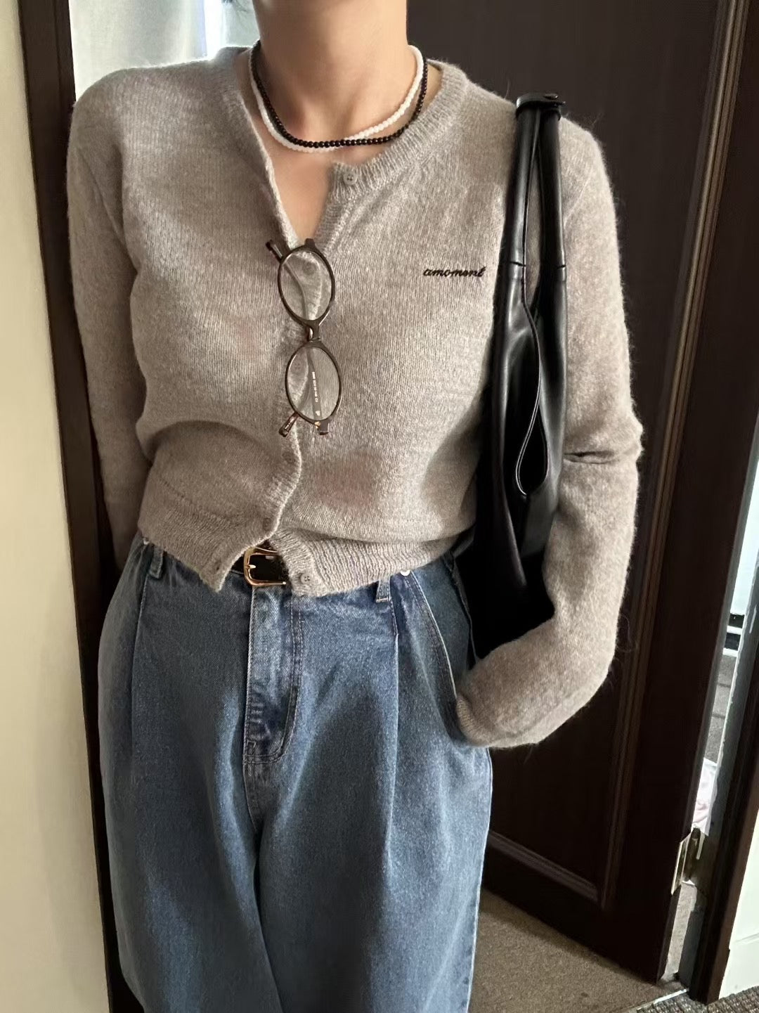 Alpaca Short cut cardigan