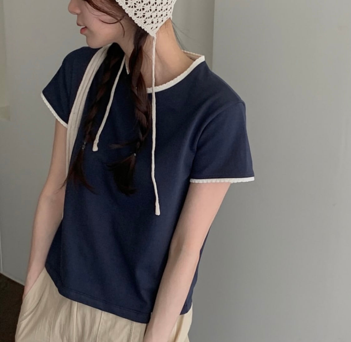 Lace ringer tee