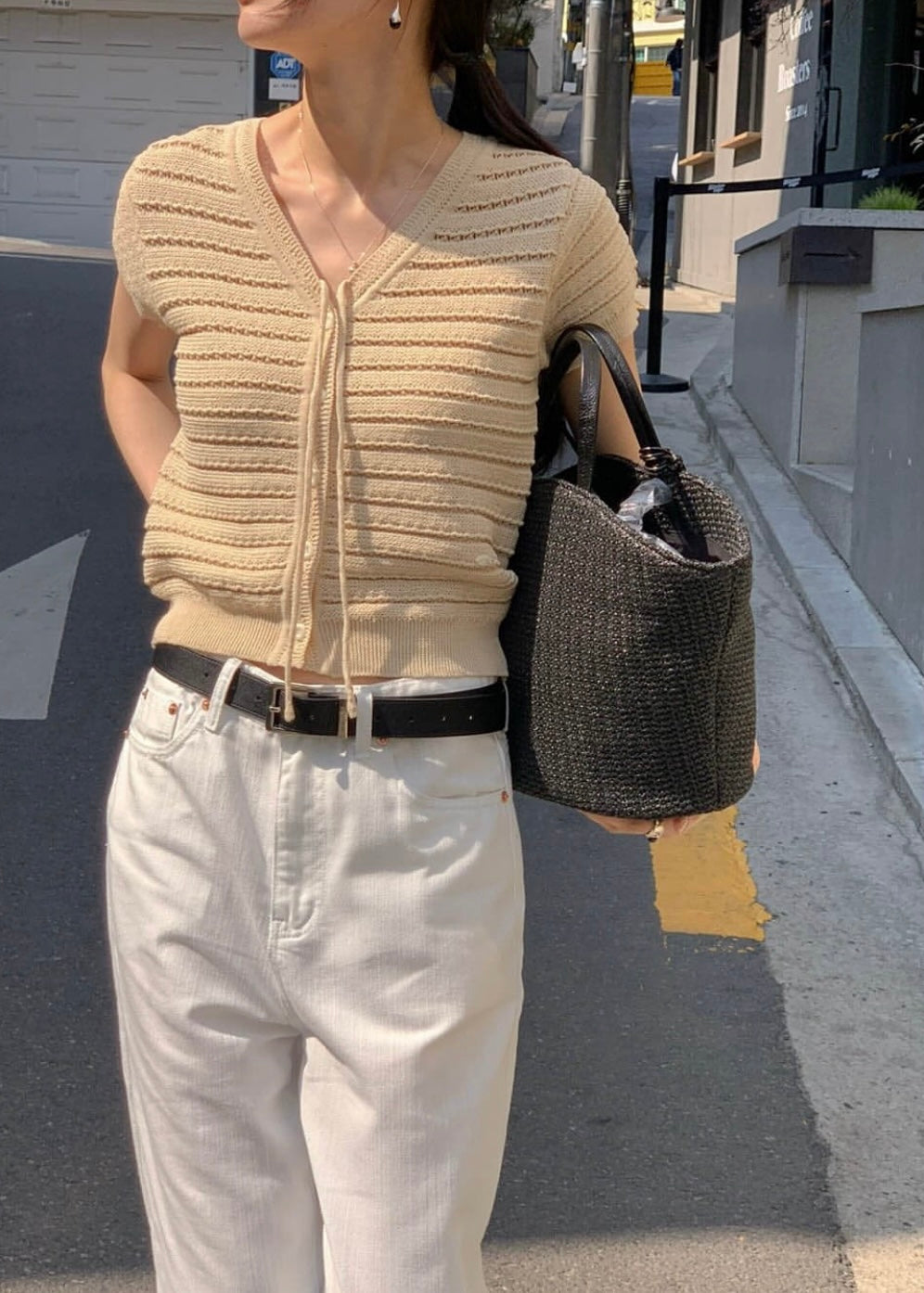 Textured knit cardigan