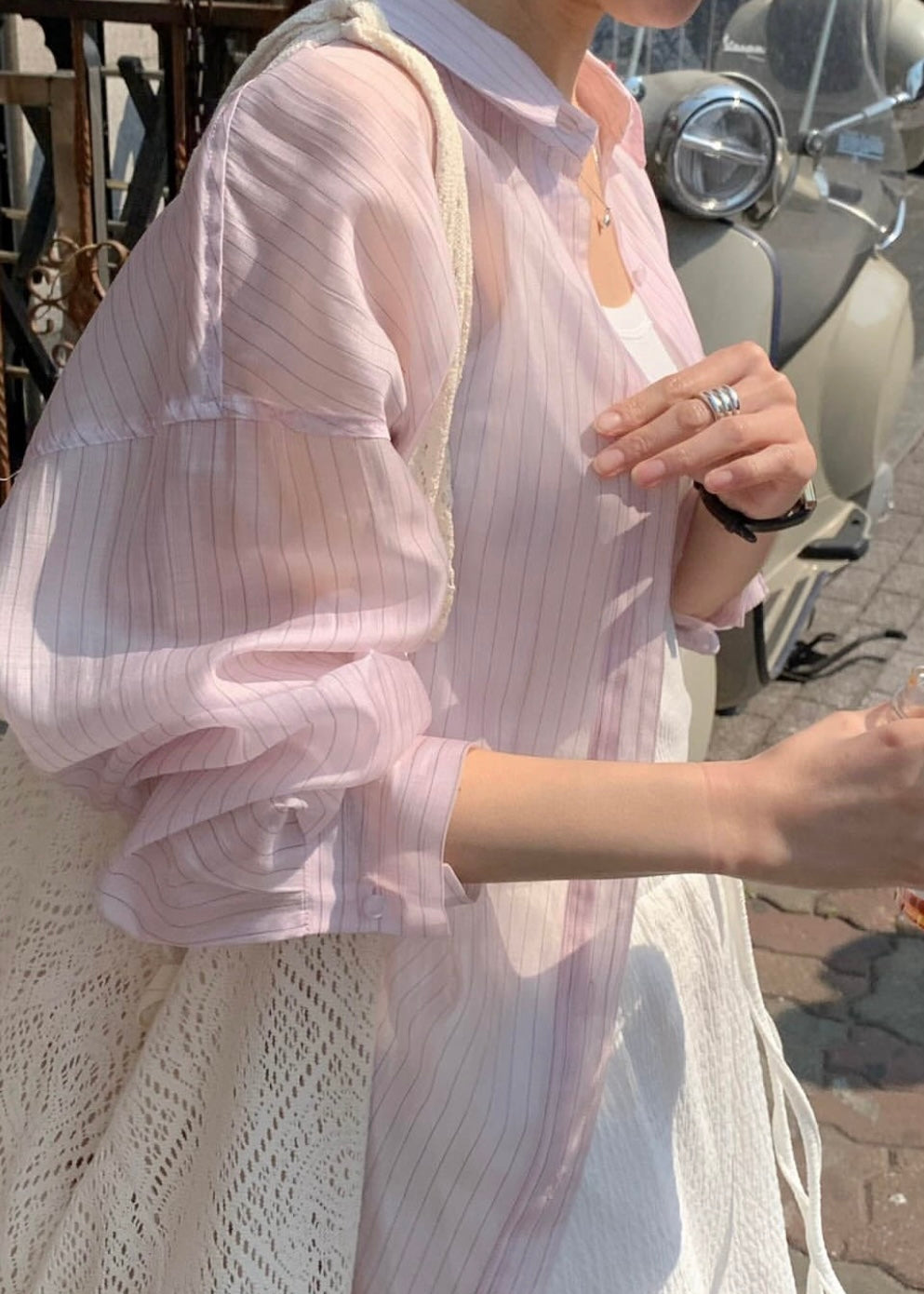 Semi transprent stripes shirt