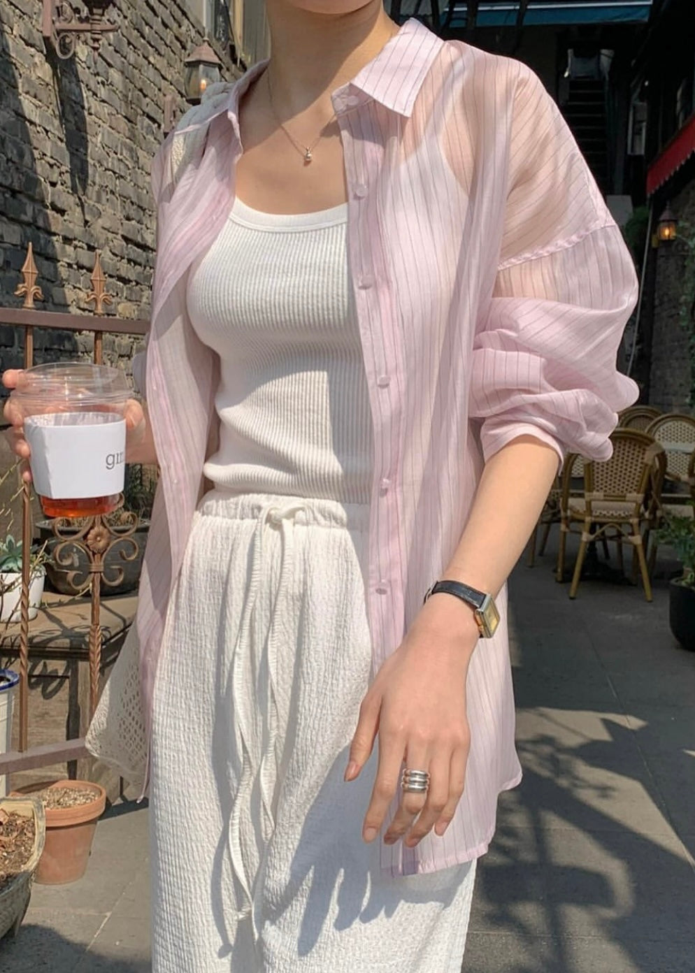 Semi transprent stripes shirt