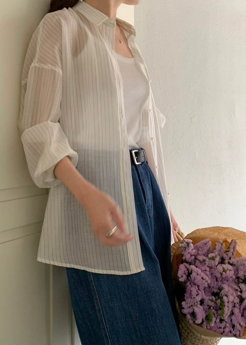 Semi transprent stripes shirt