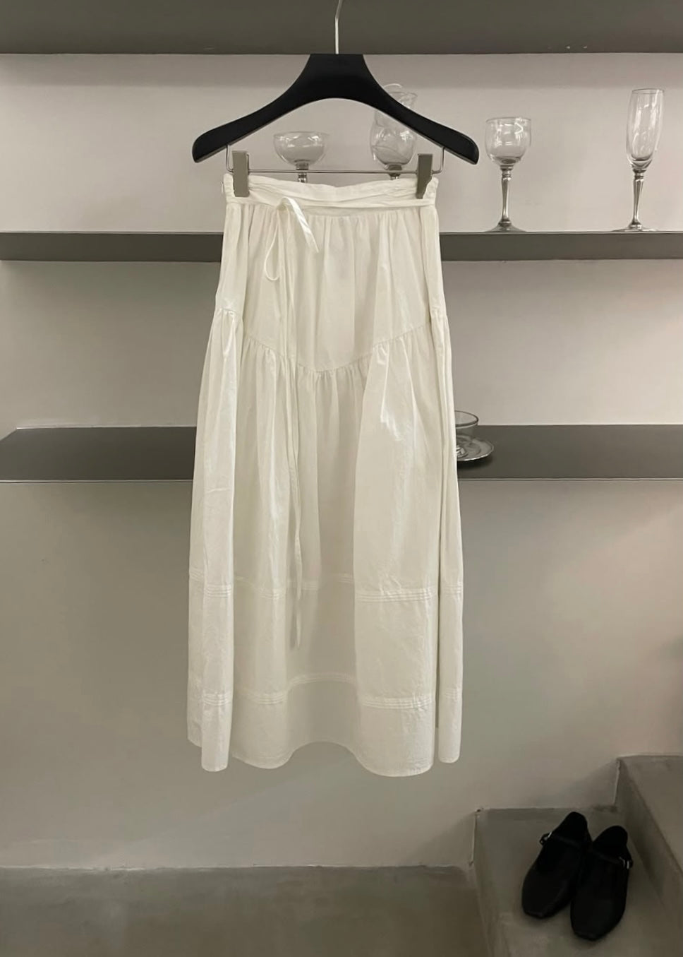 Lace up pleats skirt