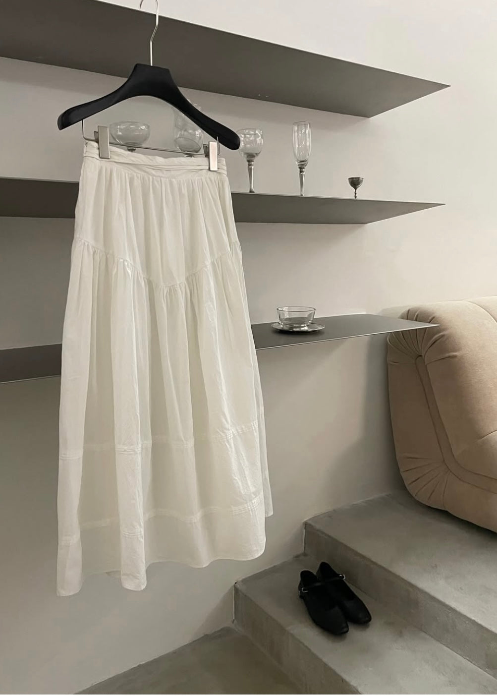 Lace up pleats skirt