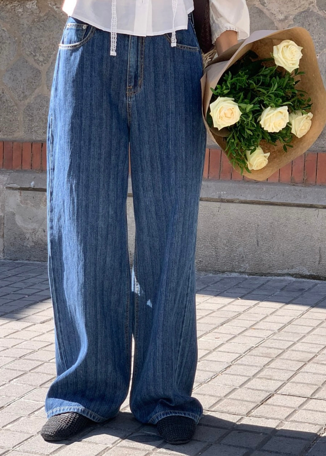 Bamboo pattern jeans