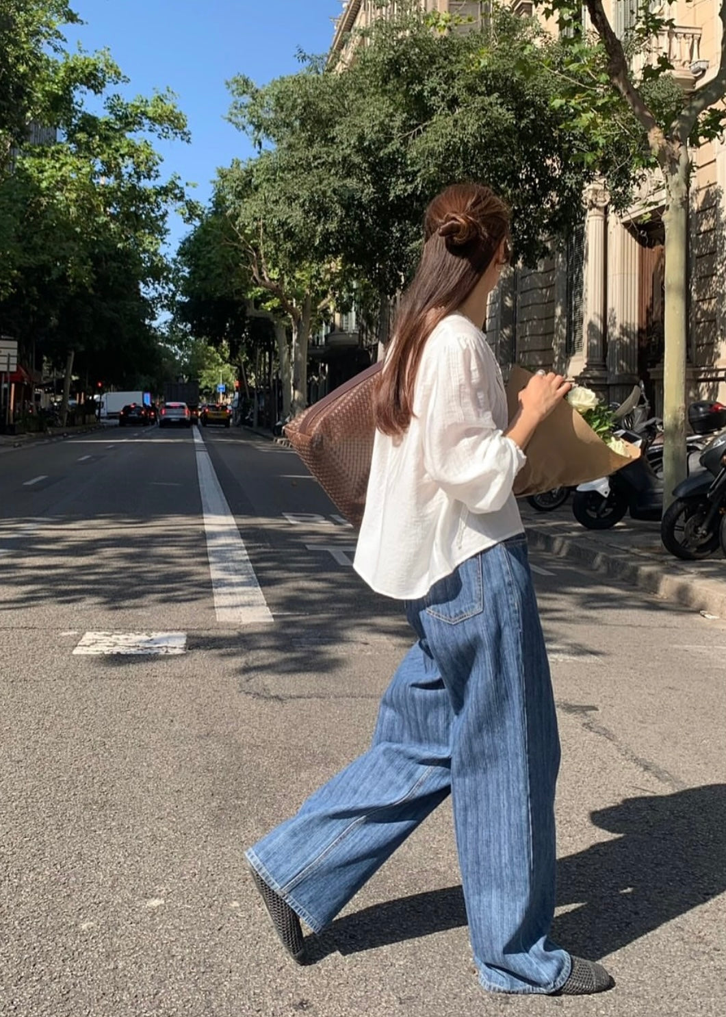 Bamboo pattern jeans