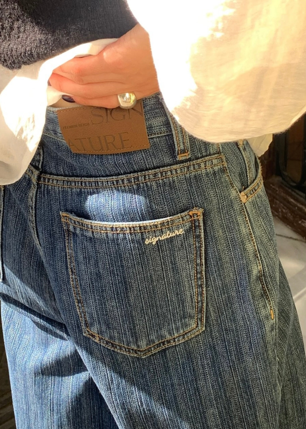 Bamboo pattern jeans