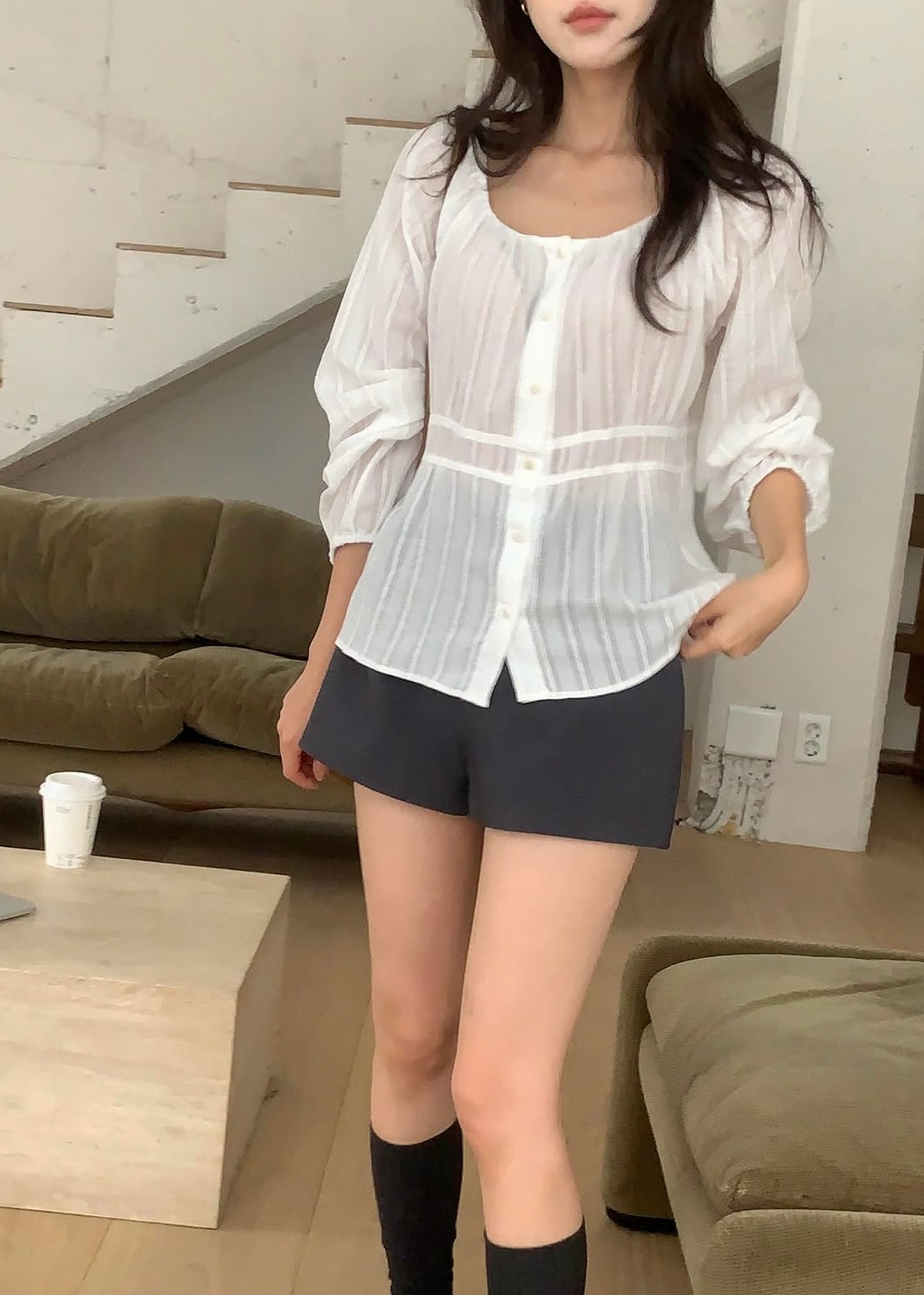 Cfiffon scoop neck blouse