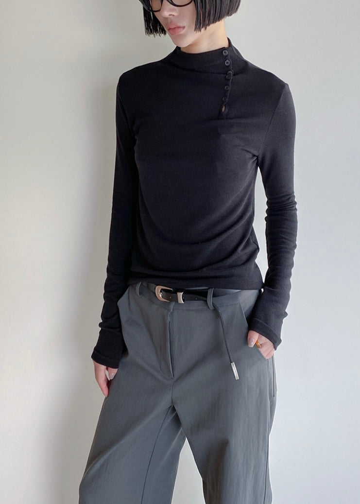 High neck button up tee