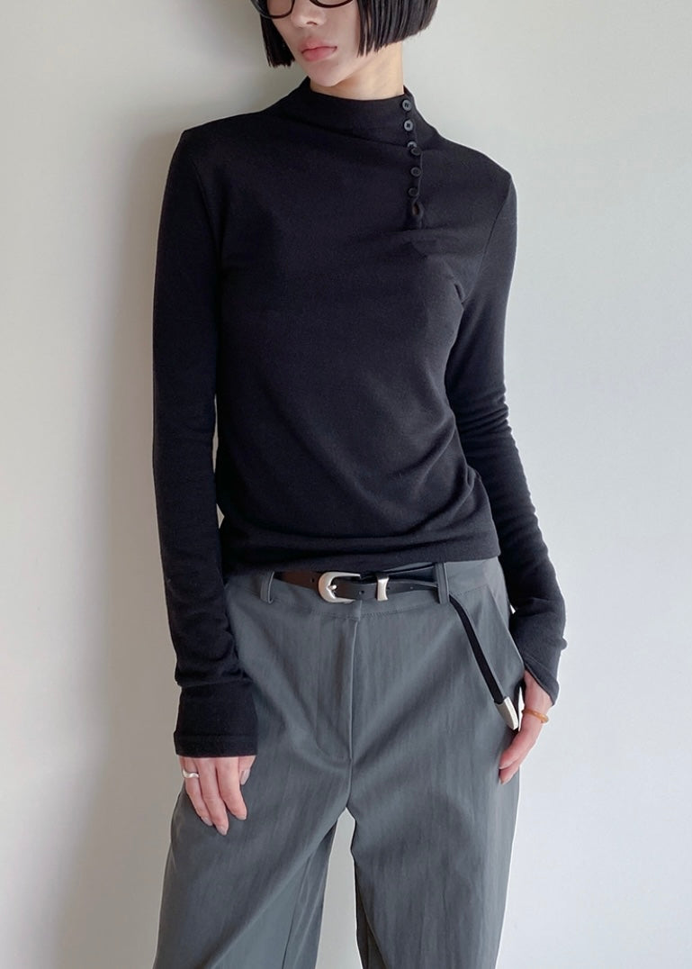 High neck button up tee