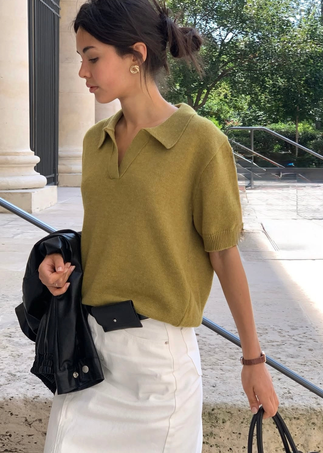 Open Collar knit polo