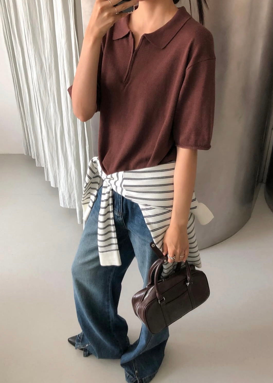 Zip up knit polo