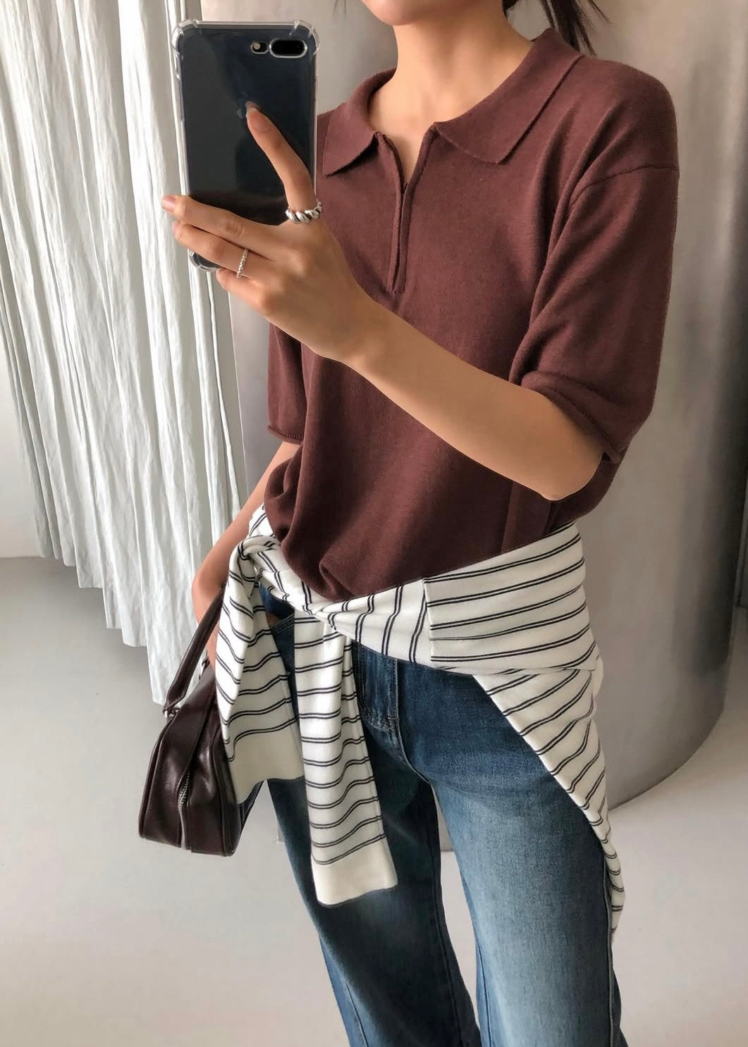 Zip up knit polo