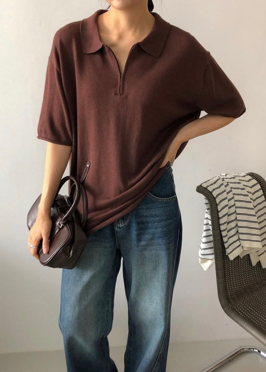 Zip up knit polo