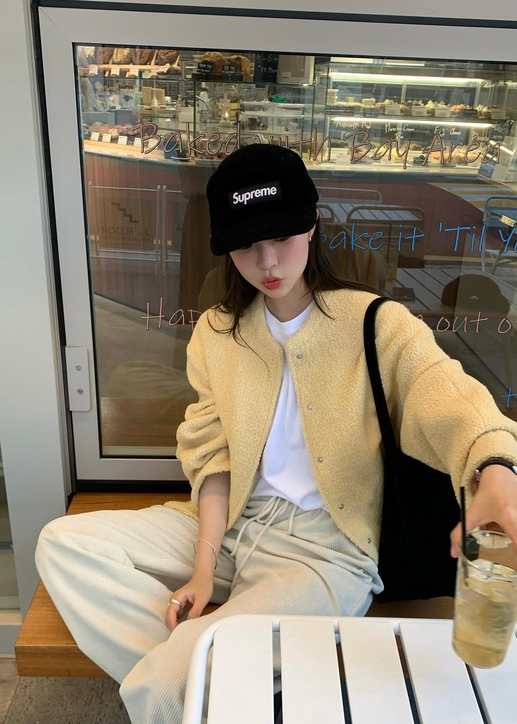 Crew neck fleece jacket