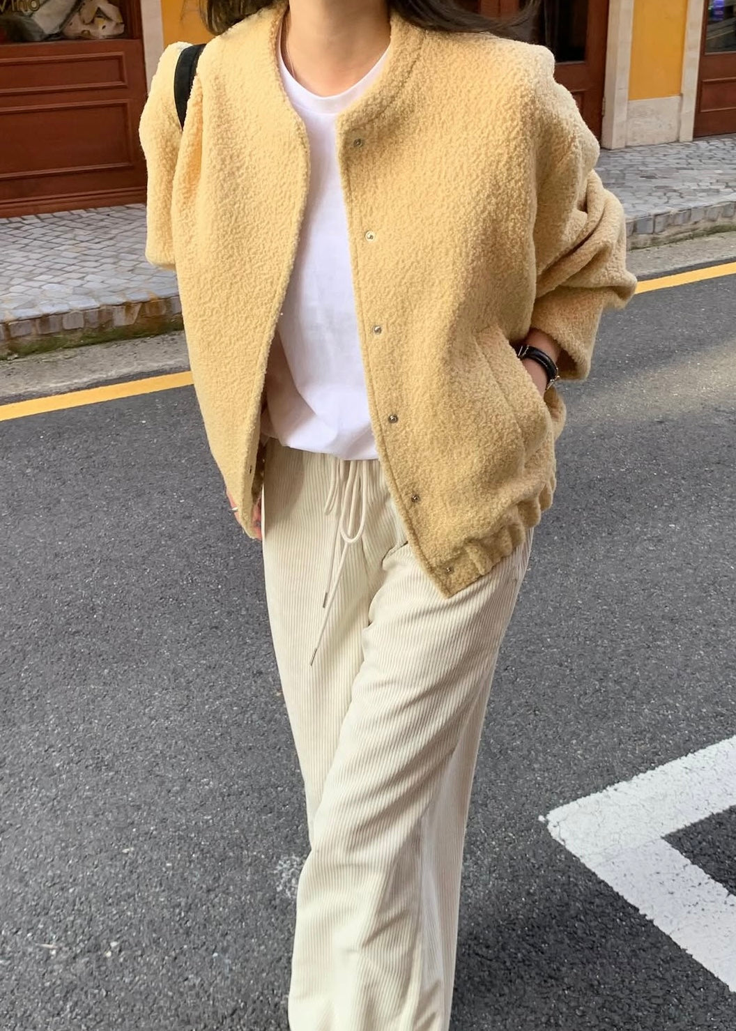 Crew neck fleece jacket