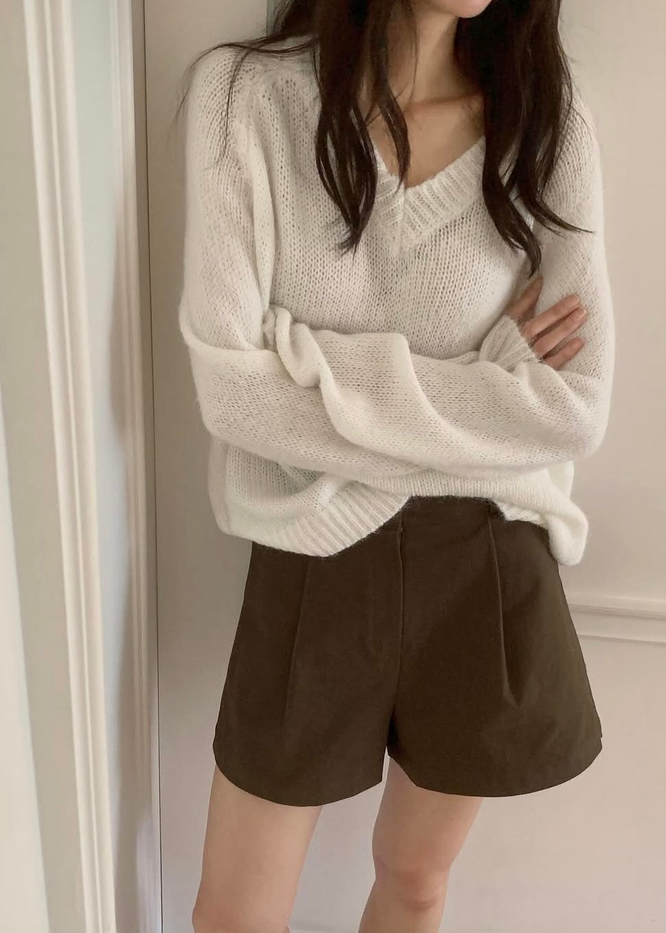 Single pleated winter shorts