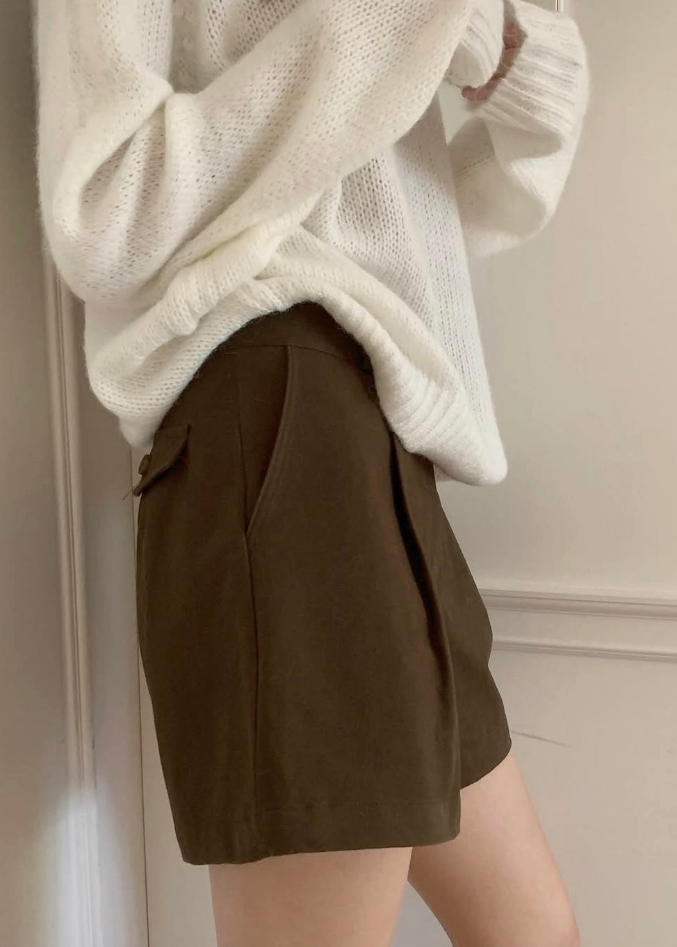 Single pleated winter shorts