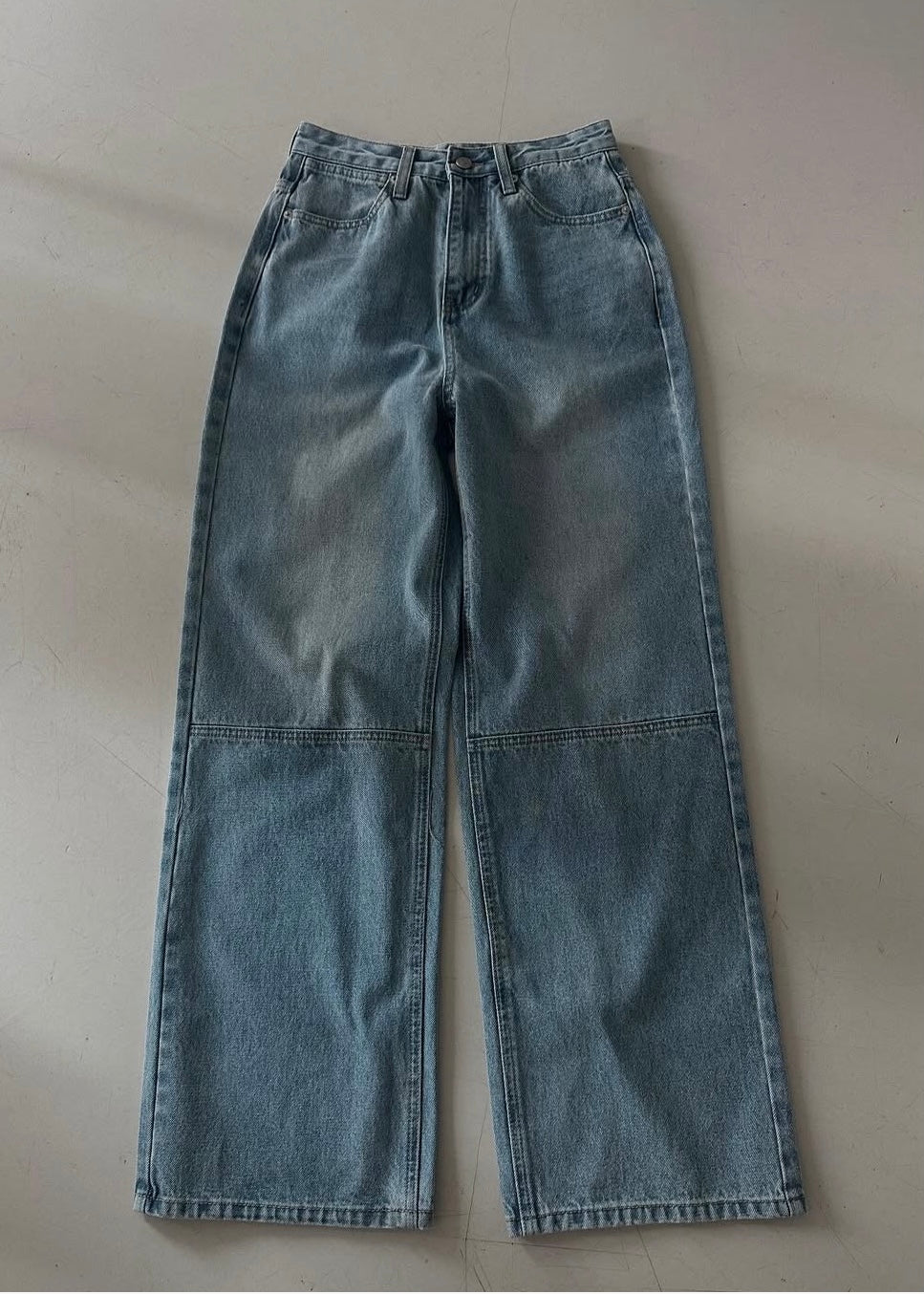 Knee patched wide jeans