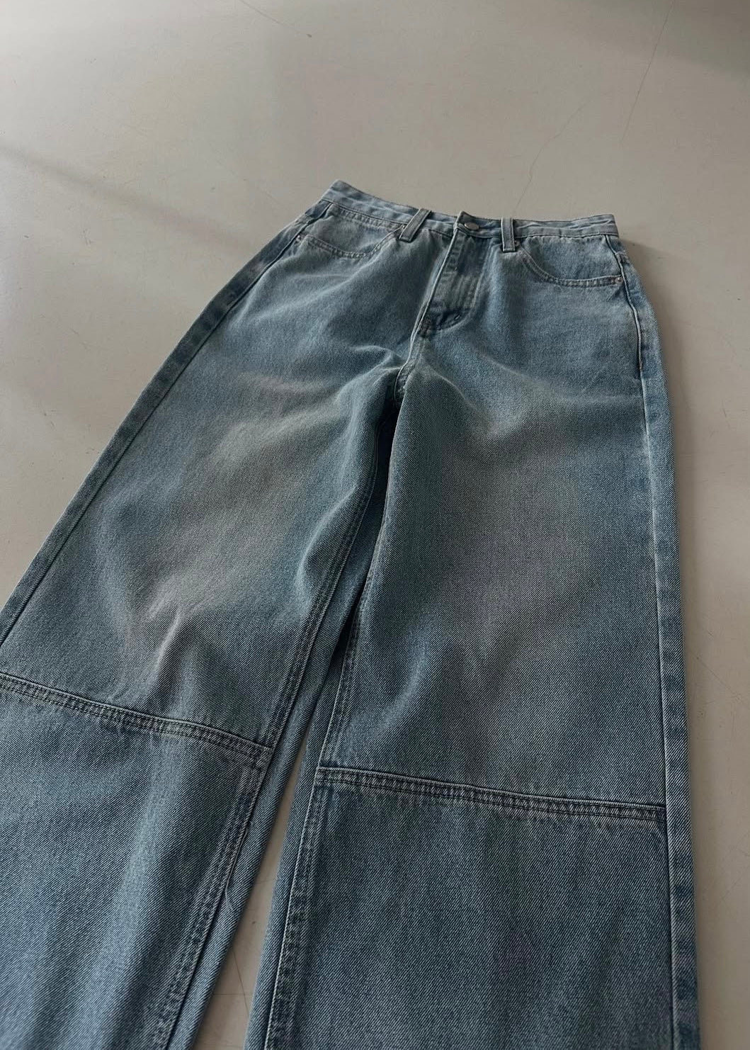 Knee patched wide jeans
