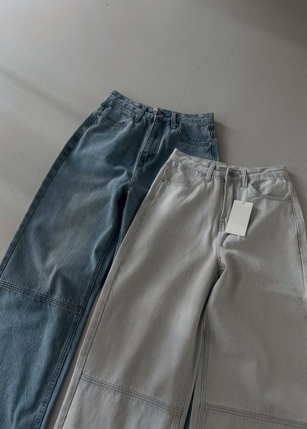 Knee patched wide jeans