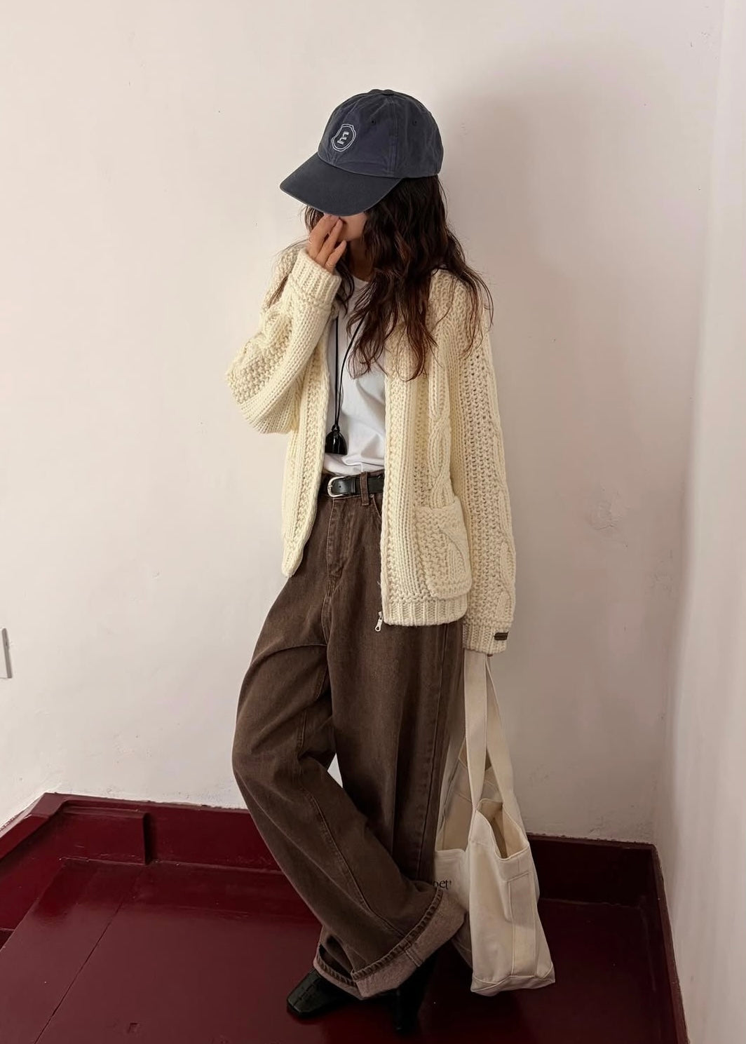 Zip up weaved cardigan
