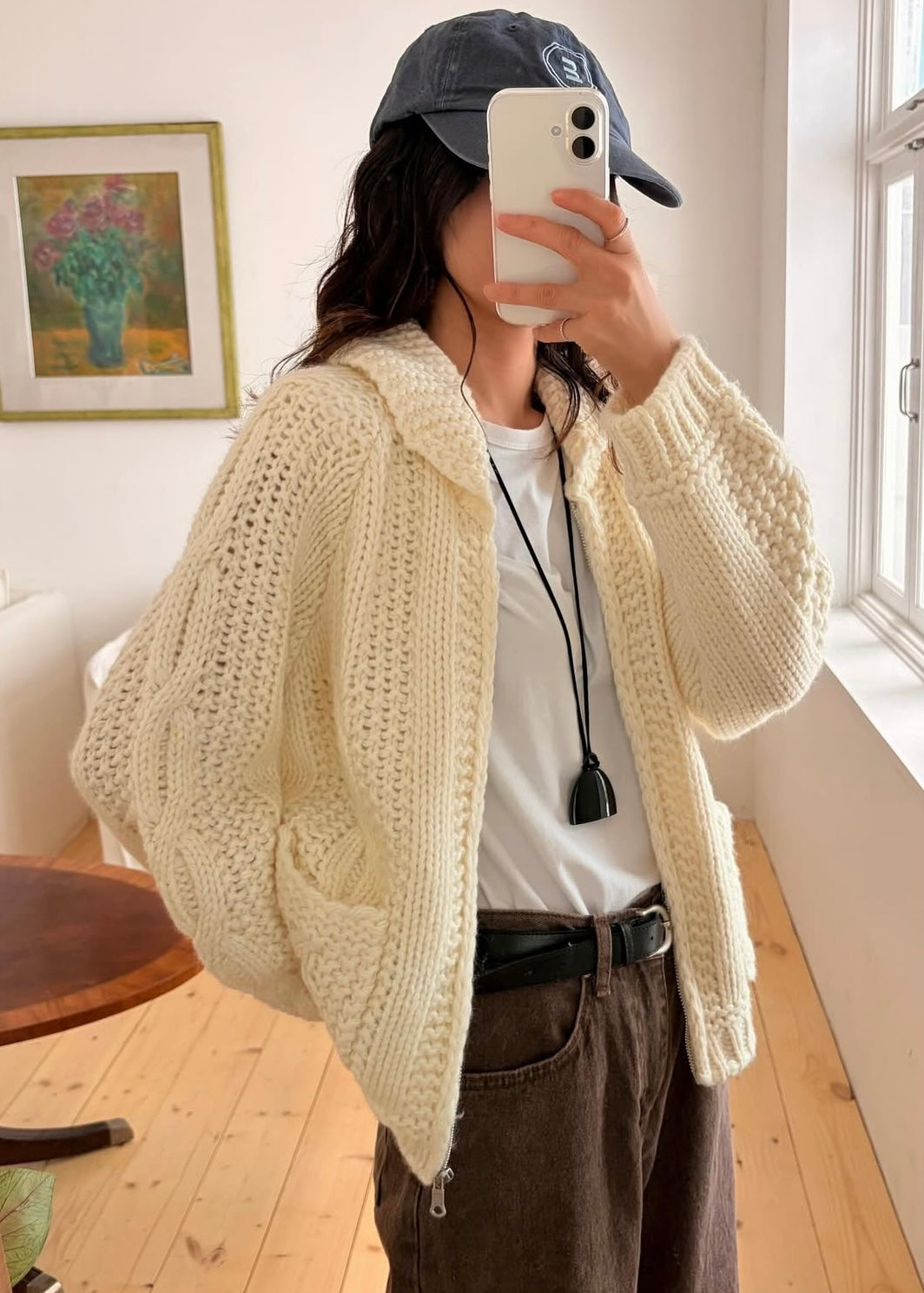 Zip up weaved cardigan