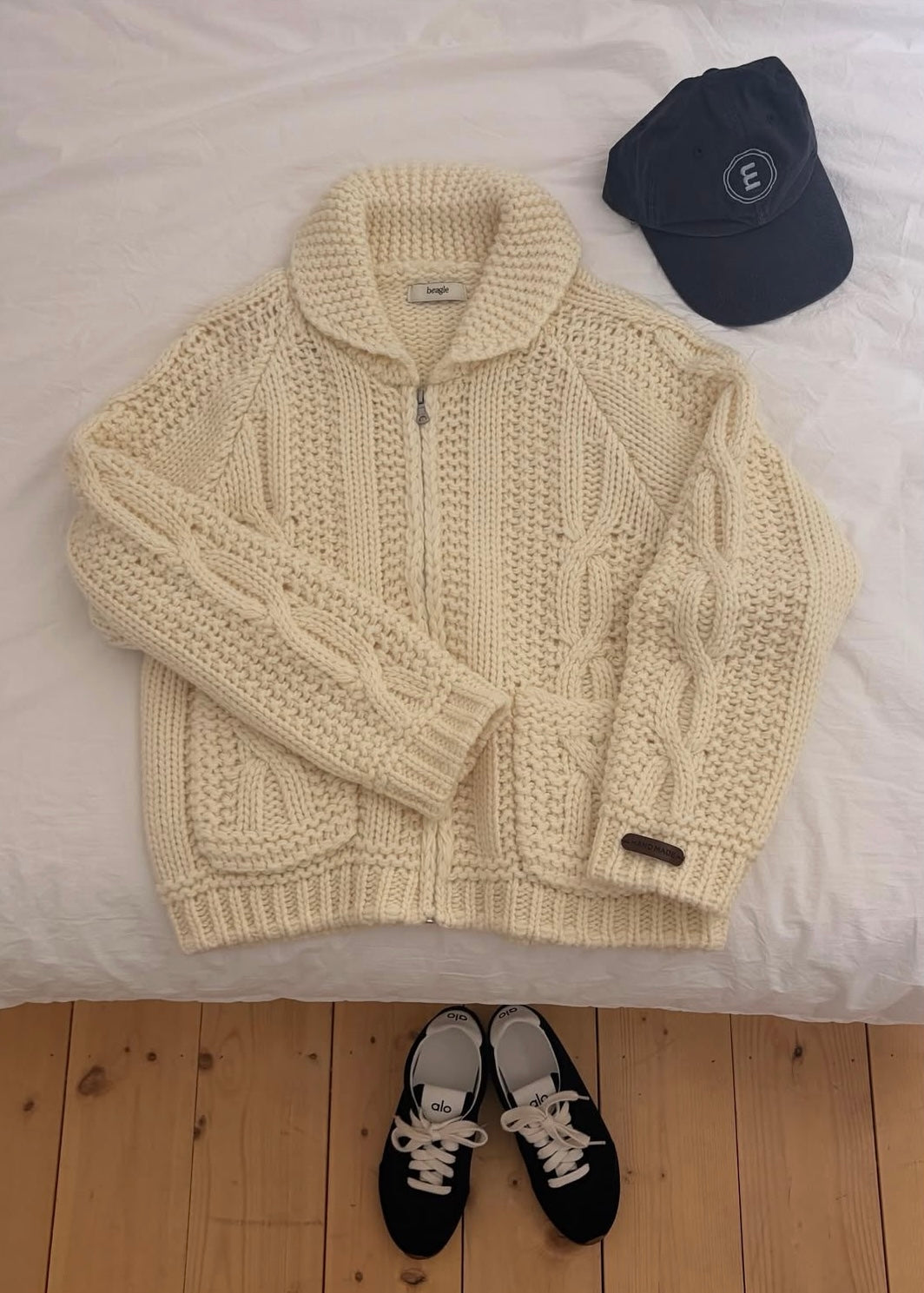 Zip up weaved cardigan