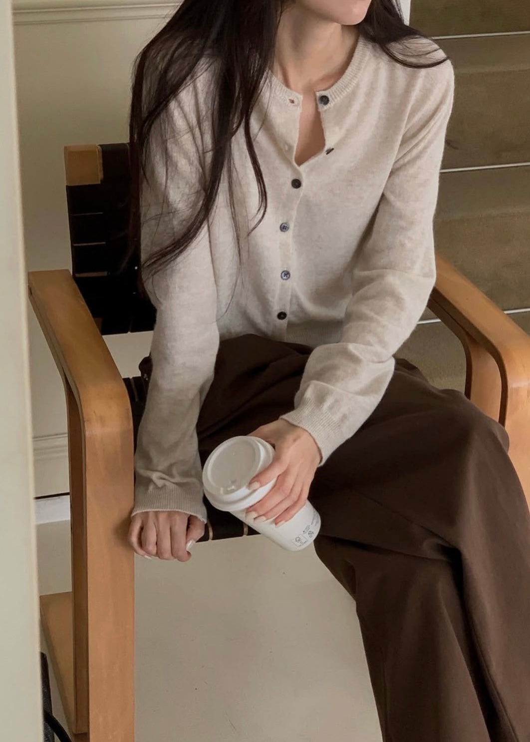 Crew neck cropped cardigan