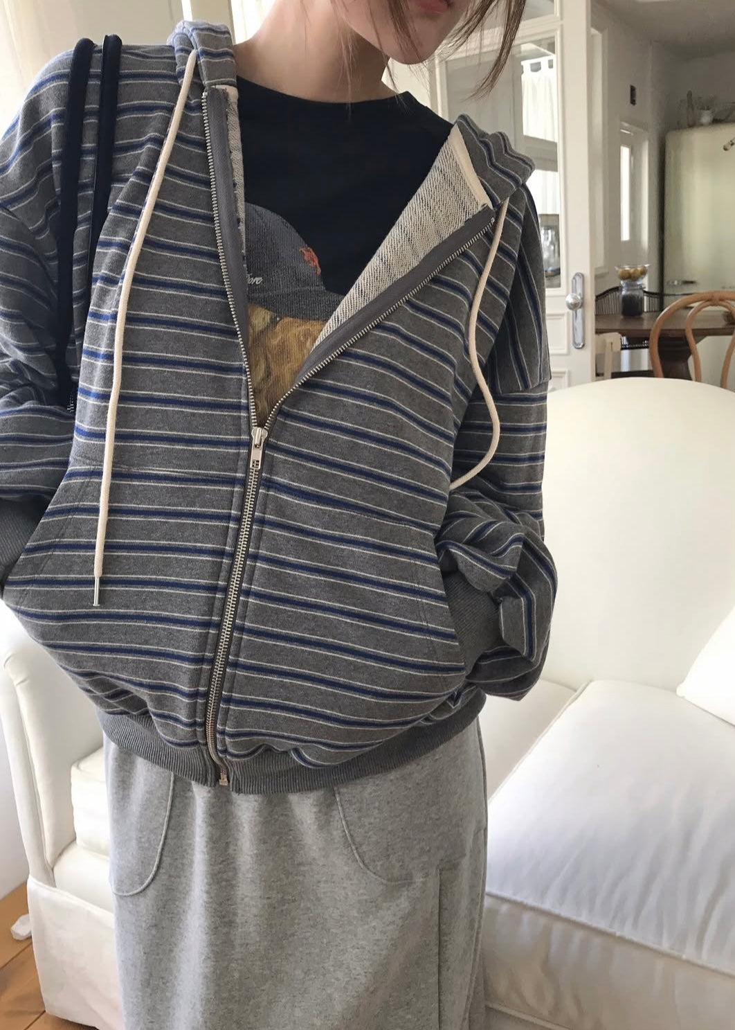 Borders zip-up hoodie
