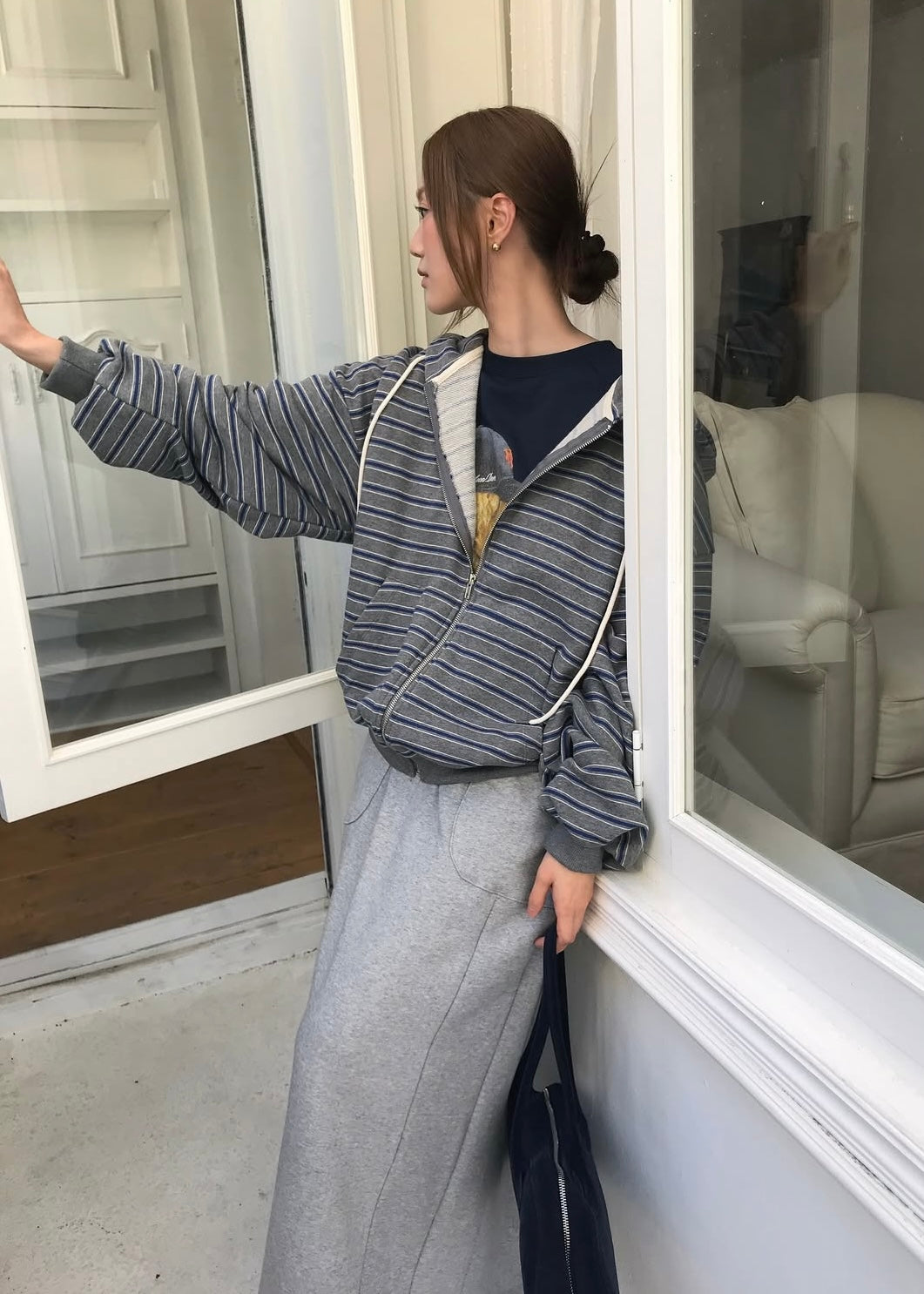 Borders zip-up hoodie