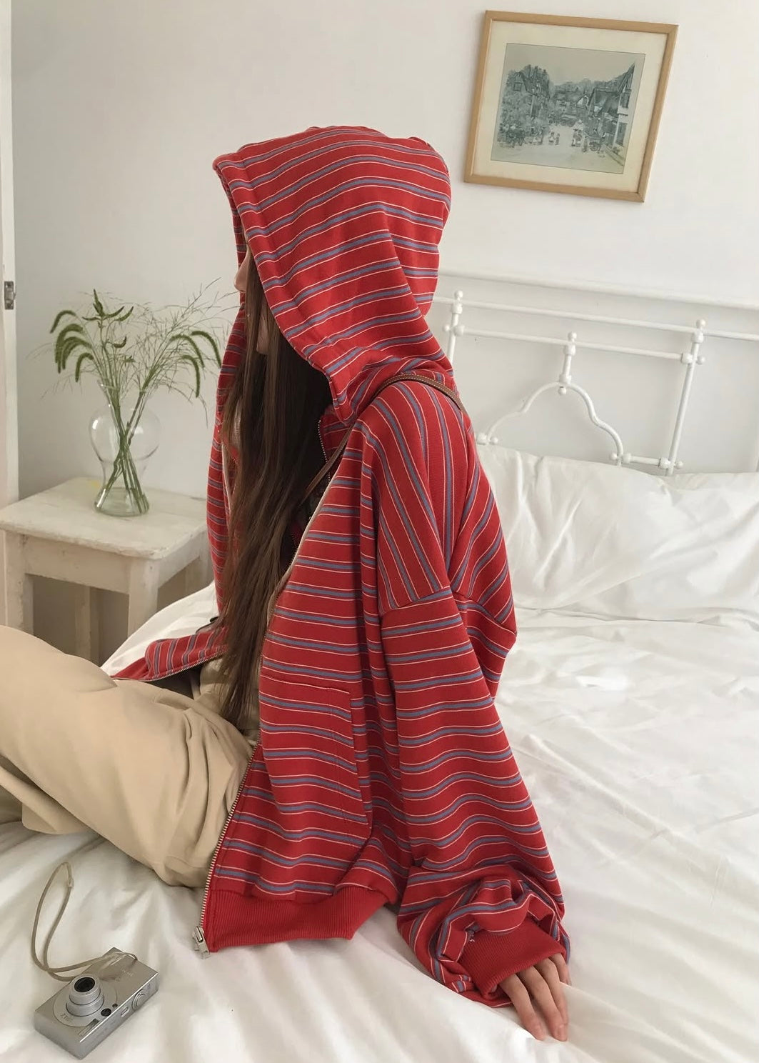Borders zip-up hoodie