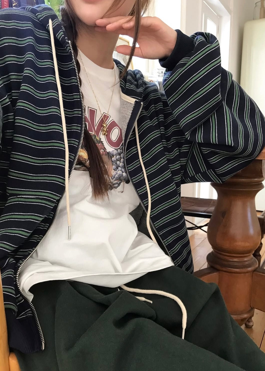 Borders zip-up hoodie