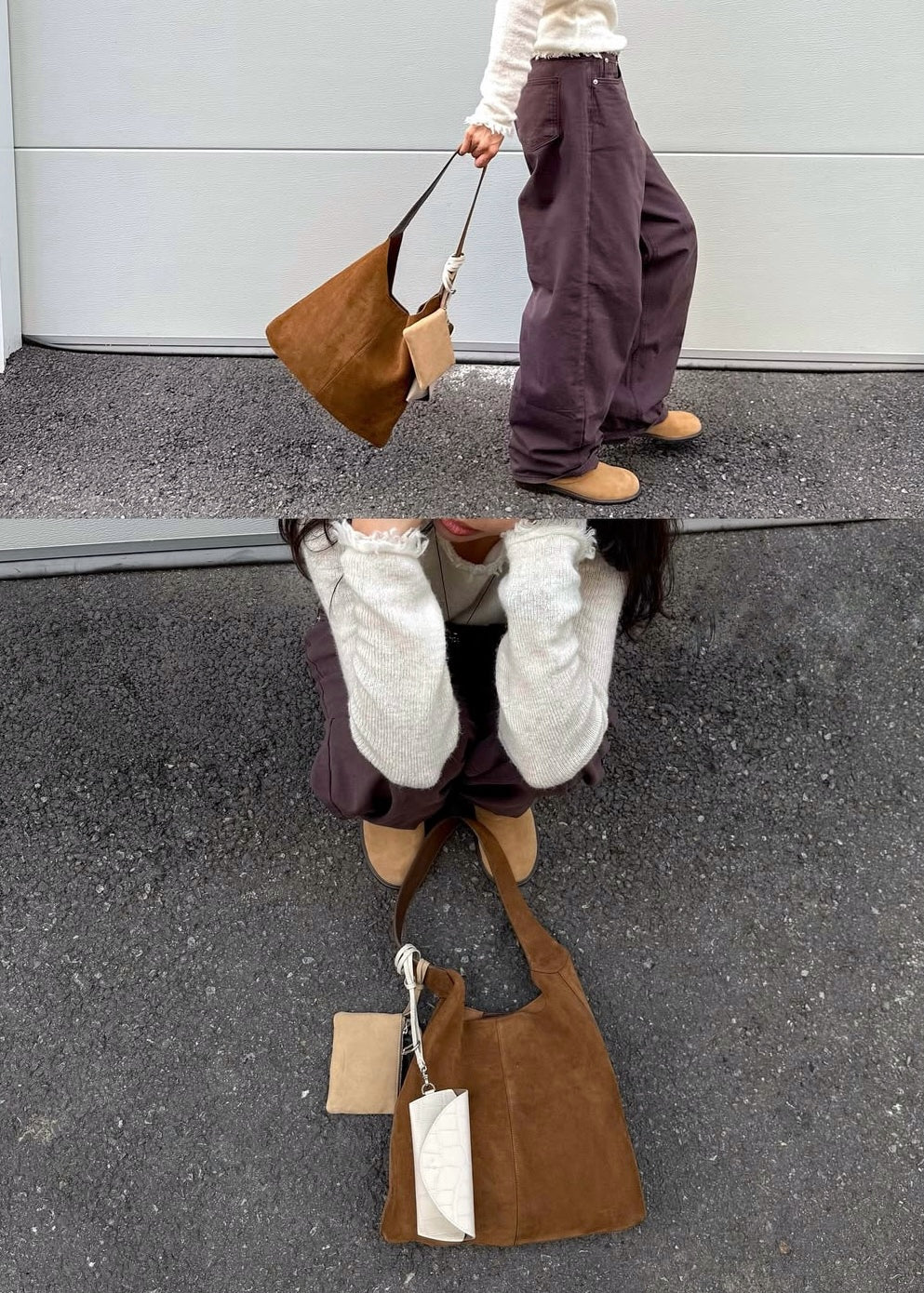 Suede tote bag