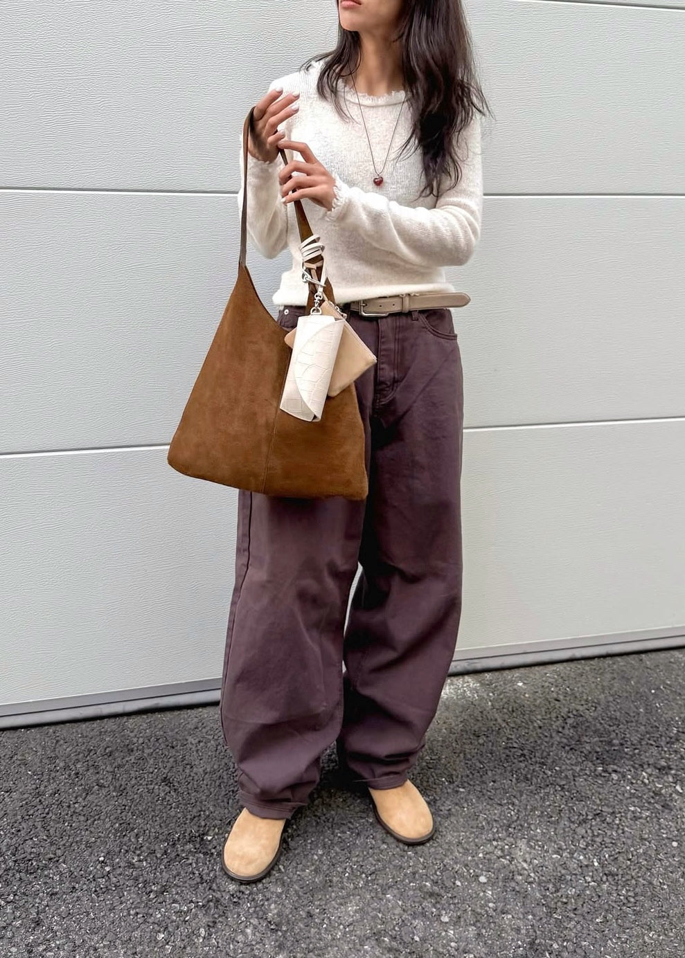 Suede tote bag