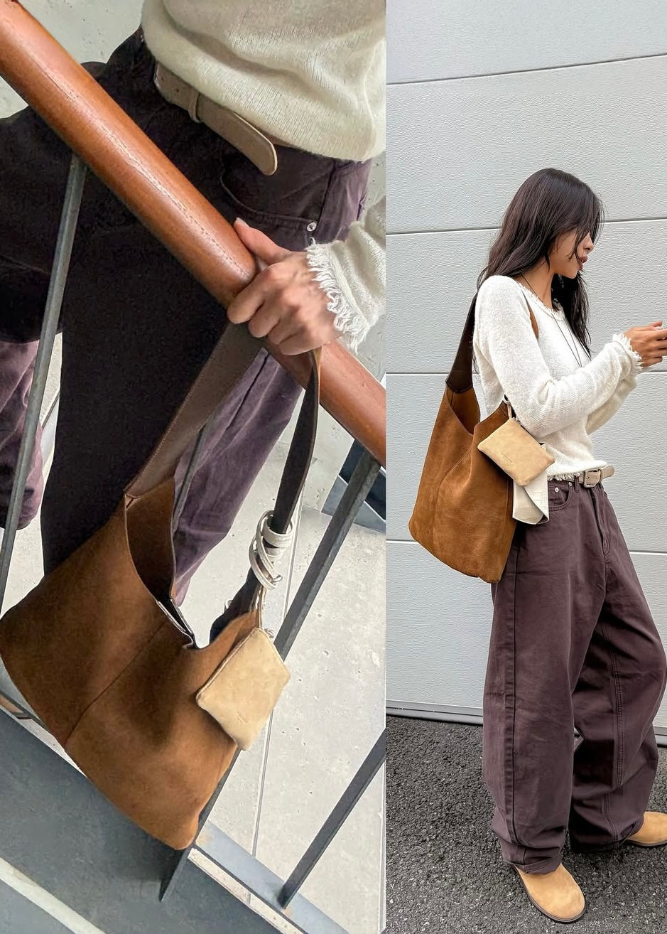 Suede tote bag