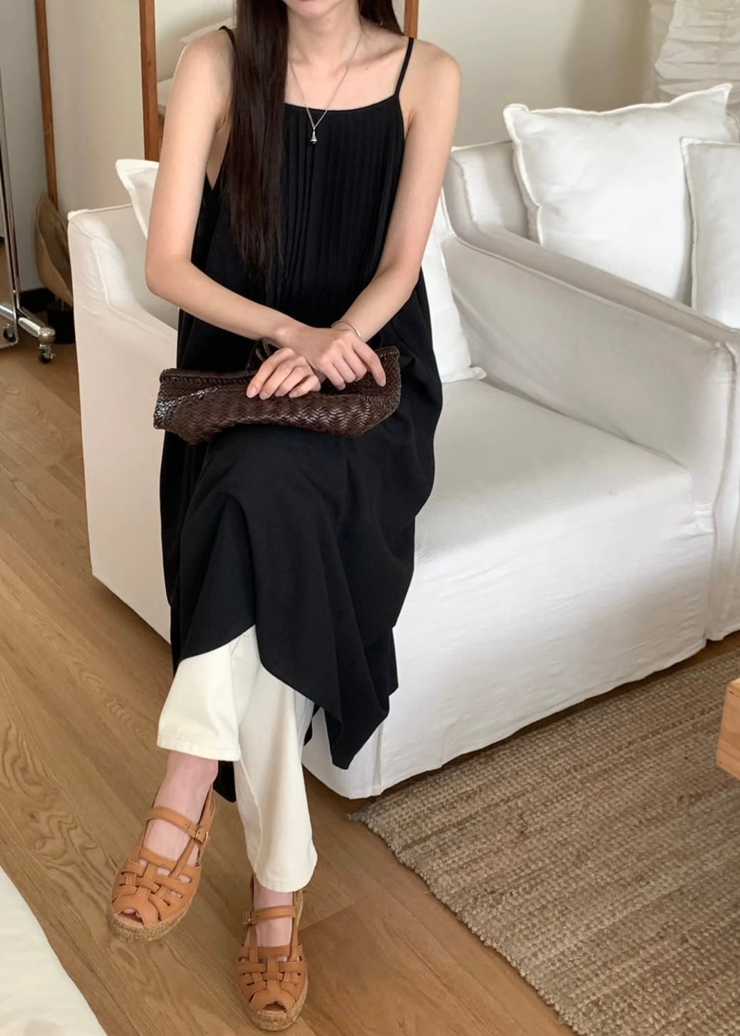 Pleated flare one-piece