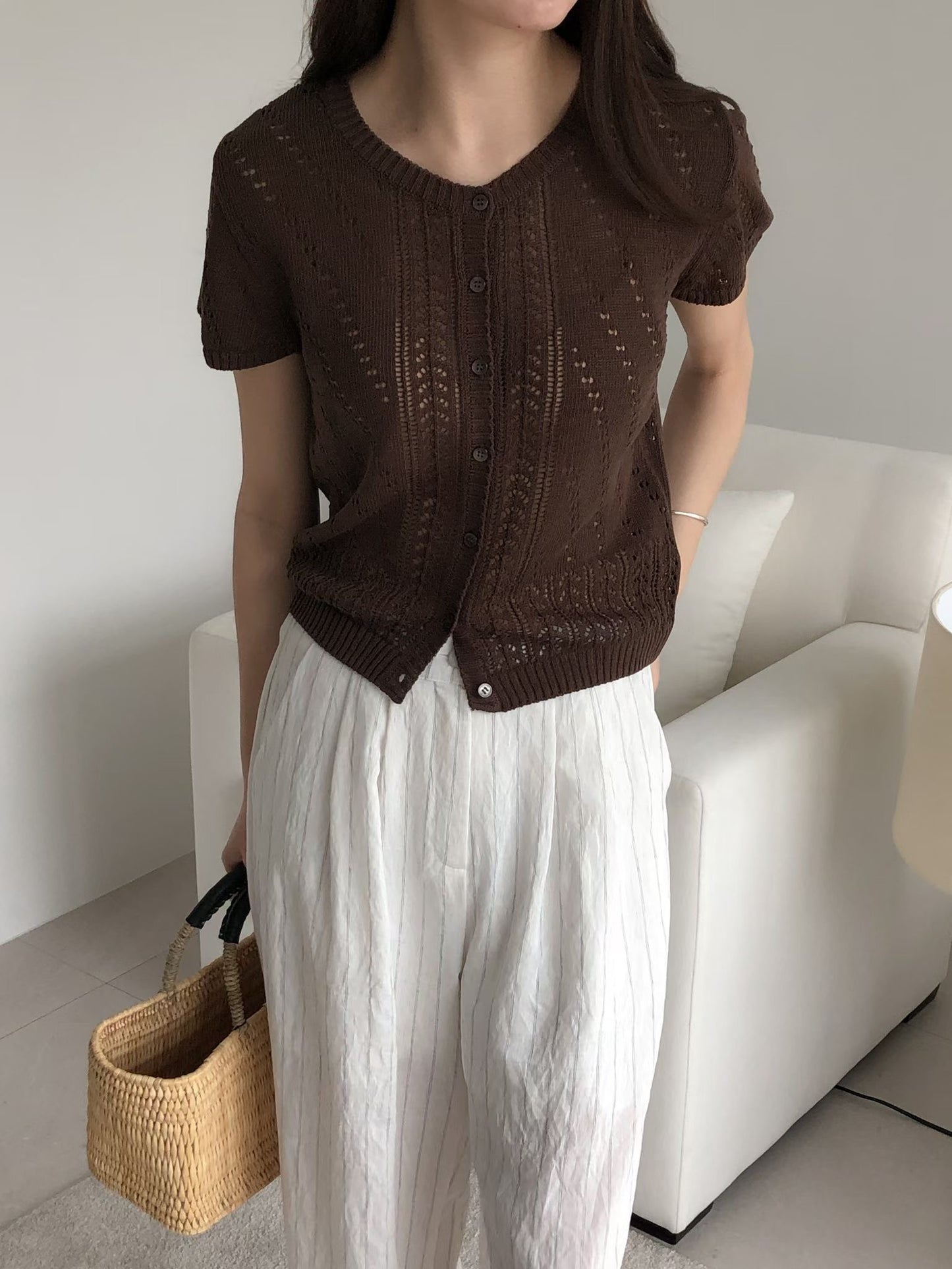 Knit pattern summer cardigan