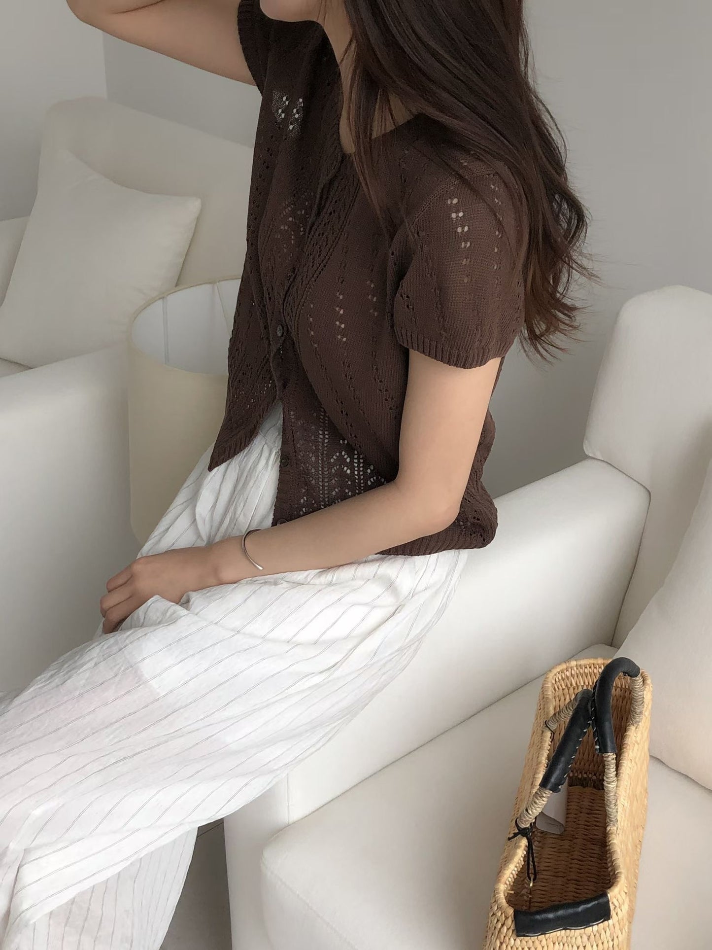 Knit pattern summer cardigan