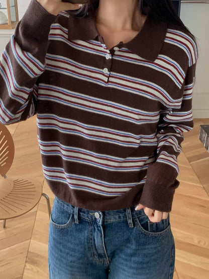 Retro stripes knit polo